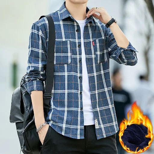 Title 6, Camisa xadrez de manga longa masculina, estilo ...