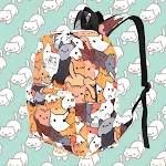 Kattenachtertuin rugzak, schooltas met kattenpatroon. Ruime en duurzame rugzak voor kinderen. Ideaal voor school, met kattenprint. — foto 1