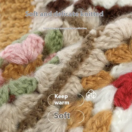 Title 6, Winter Korean Style Handmade Crochet Contrast C...