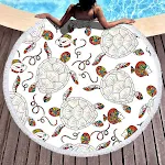 Turtle Series Round Microfiber Beach Towel, Soft Feel Yoga Mat or Beach Play Mat. Absorbent, Quick Drying and Perfect fo — photo 5