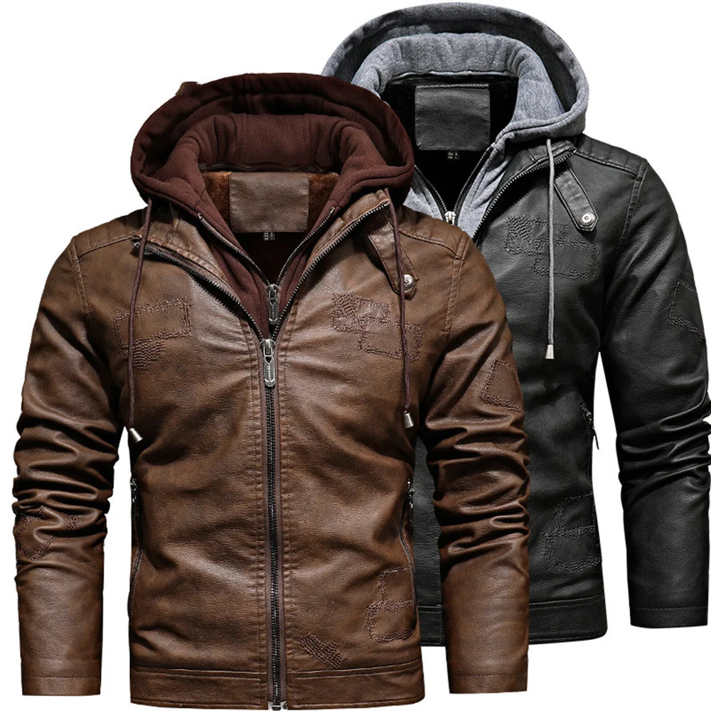 Men's Fashionable Removable Hooded Leather Jacket. Experience style, versatility and comfort. A timeless jacket for a re — photo 8
