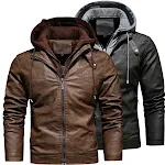 Men's Fashionable Removable Hooded Leather Jacket. Experience style, versatility and comfort. A timeless jacket for a re — photo 8