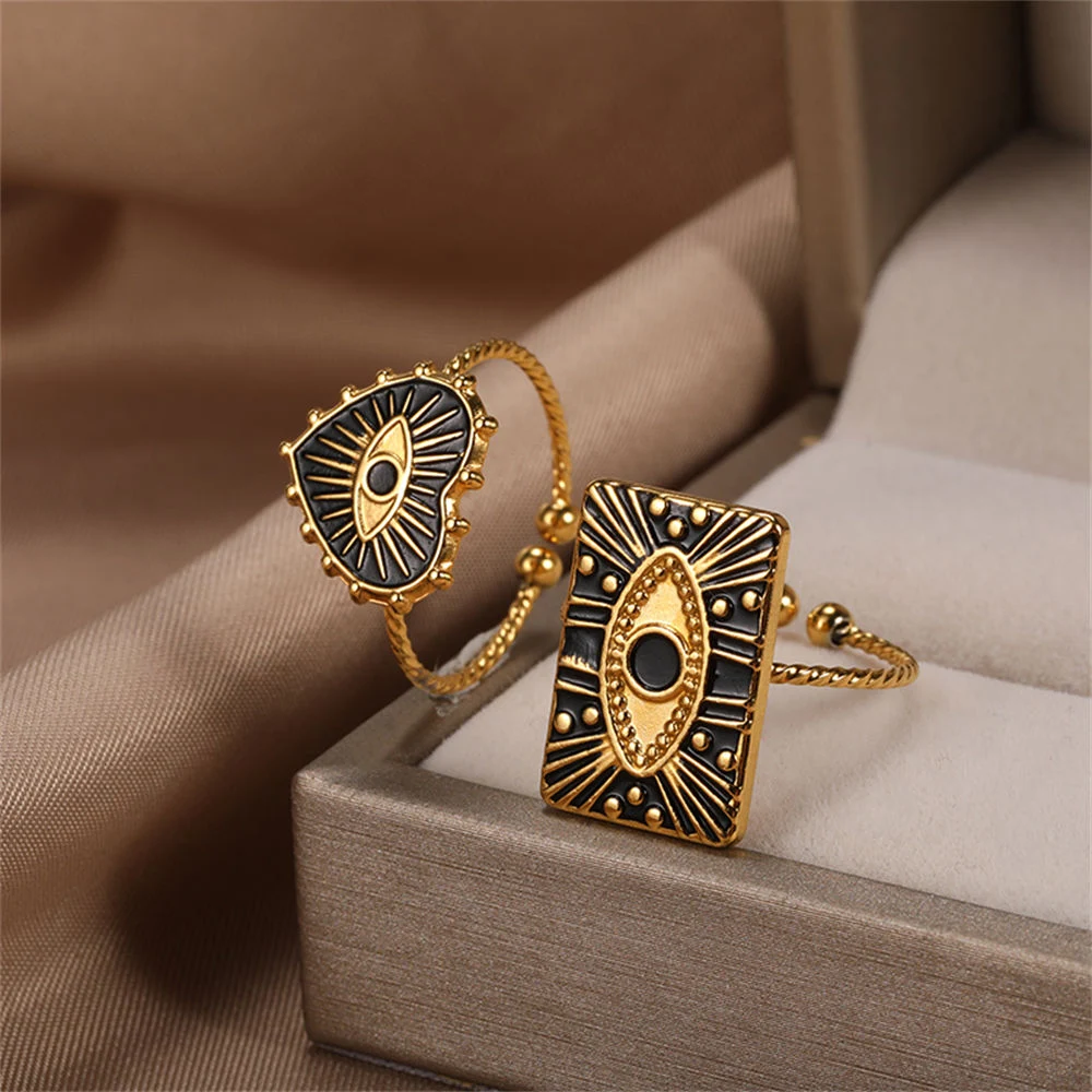 Anel feminino de aço inoxidável com pingente de coração quadrado e gotejamento de óleo. Design moderno e atraente. — foto 9
