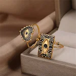 Anel feminino de aço inoxidável com pingente de coração quadrado e gotejamento de óleo. Design moderno e atraente. — foto 9