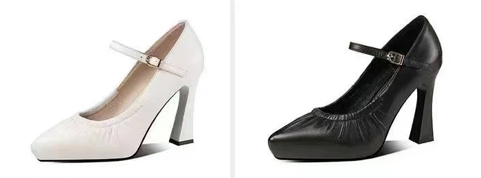 Chunky Heel Buckle Pointed Toe Simple High Heels offer all-day comfort and style. Perfect for adding sophistication to a — photo 2
