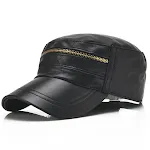 Dunne leren casual flat top hoed voor winkelen. Lichtgewicht en comfortabel voor een stijlvolle en relaxte look tijdens het winkelen en uitjes. — foto 5