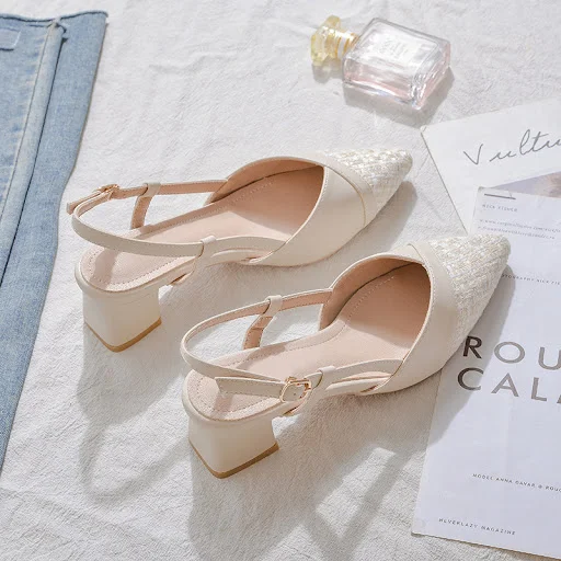 Title 5, New Sandals Closed Toe Open Back Chunky Heel Hi...