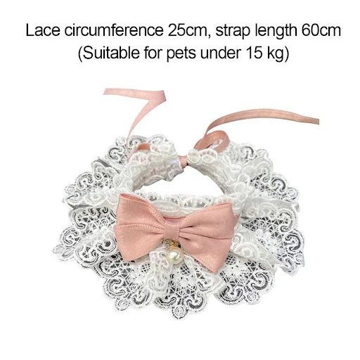Lace Bowknot Pearl Collar Cat Dog Neckerchief Pet Cats Kitten Dog Puppy String Bib Necklace Necktie Neck Strap Scarf Acc — photo 2