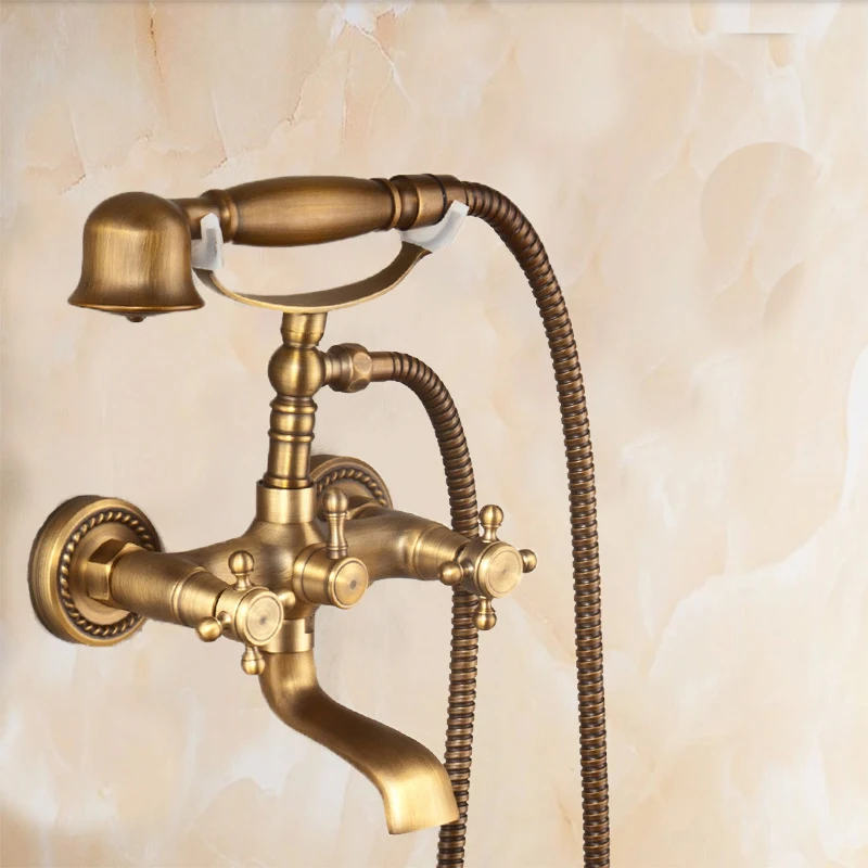 European Style Antique Shower Head and Copper Bathtub Faucet, Hot and Cold Water. Enhance your bathroom with classic ele — photo 5