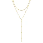 Colar longo de moda, simples, geométrico, com borla e contas redondas. Perfeito para realçar o colo e adicionar estilo. — foto 2