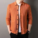 Men's Knitted Sweater Cardigan with Lapel, Fashionable. A warm and stylish knitted sweater, perfect for layering and ver — photo 7