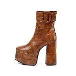 Women's Chunky Heel Platform Ankle Boots Plus Size 40-43 Side Zipper Martin Boots Chengdu Belt Buckle Comfortable and st — photo 22