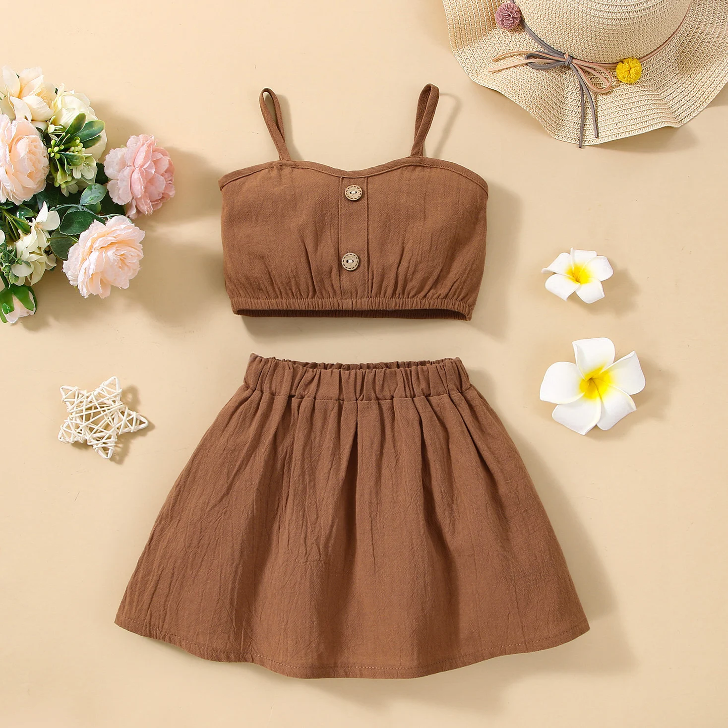 Title 2, Conjunto Saia com Fivela de Madeira e Decoração...