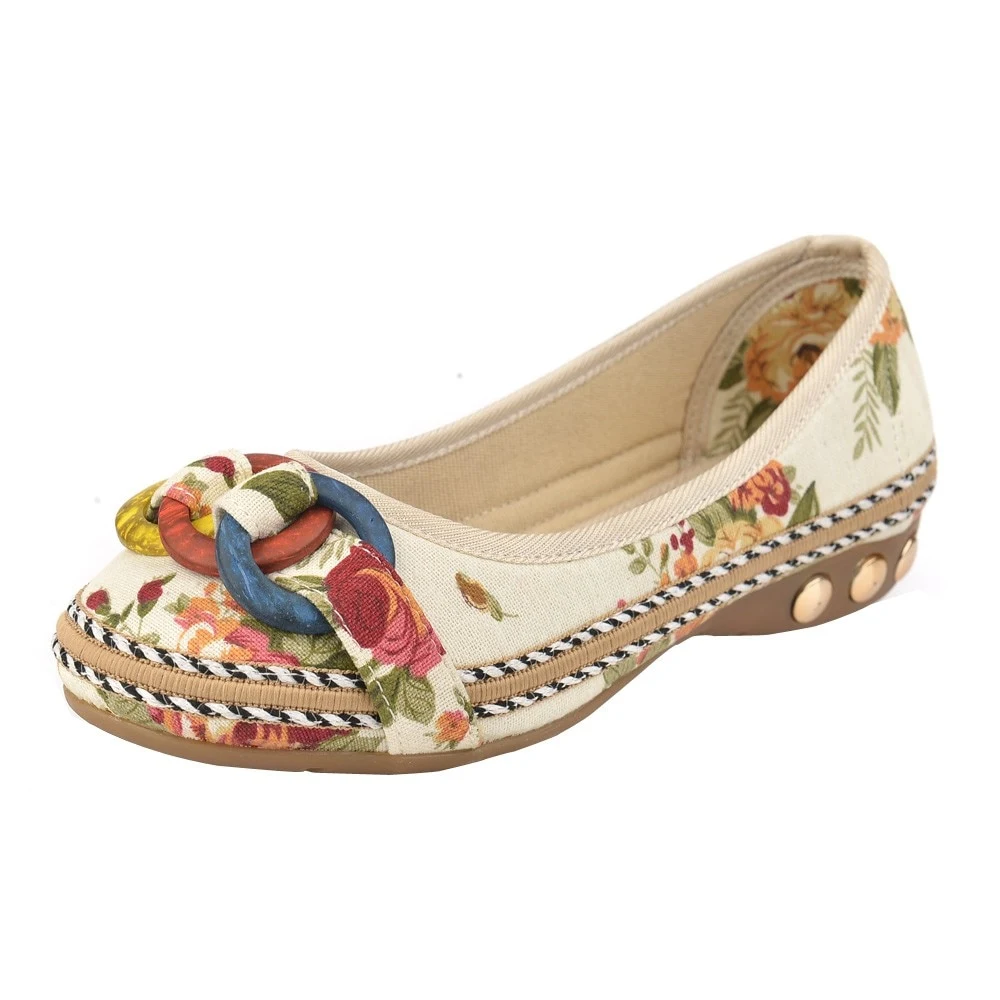 Women's spring and summer flat shoes, national style cloth shoes with embroidery, round head, tendon soft bottom, comfor — photo 1
