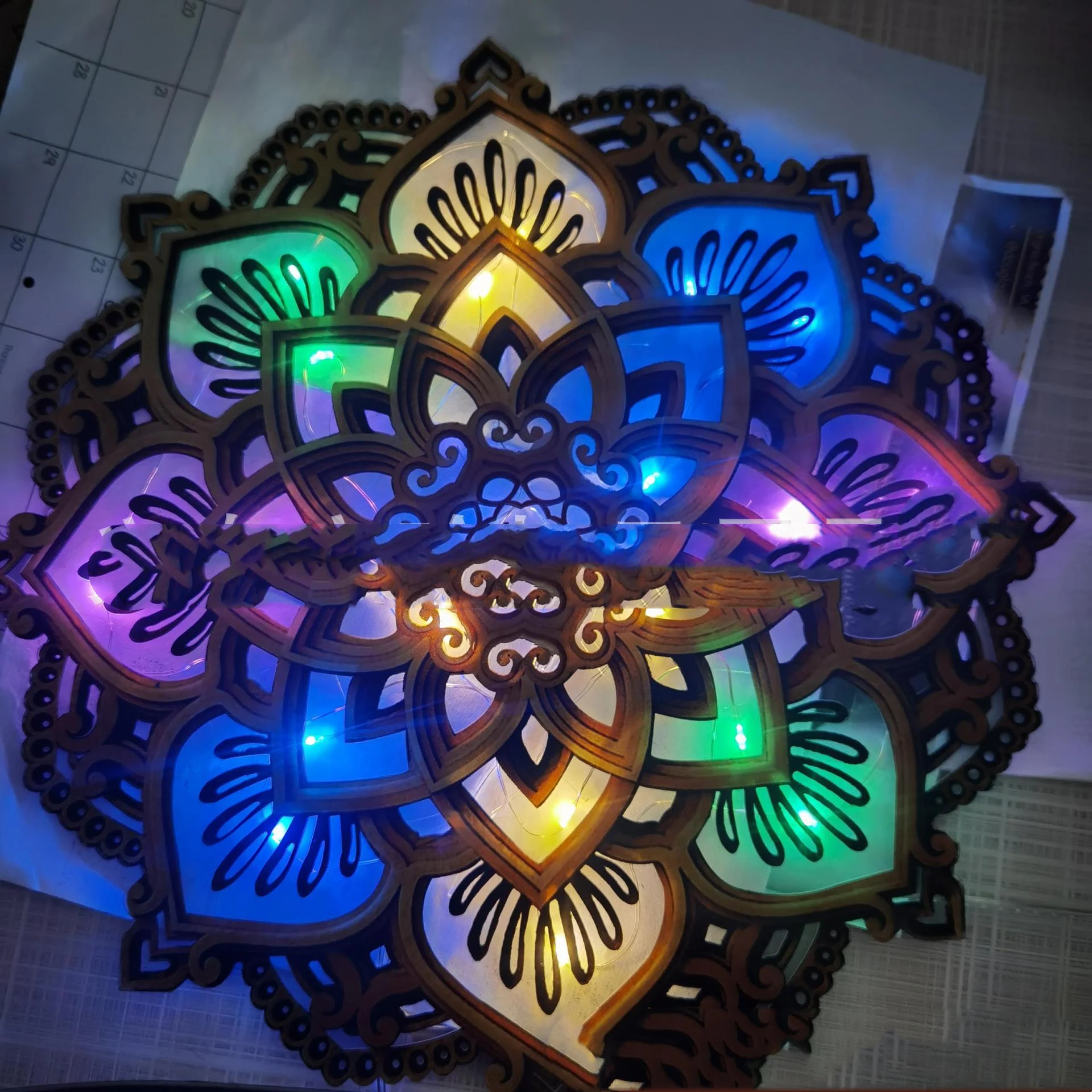 Title 2, Luz nocturna redonda Mandala Yoga Room, relaja ...