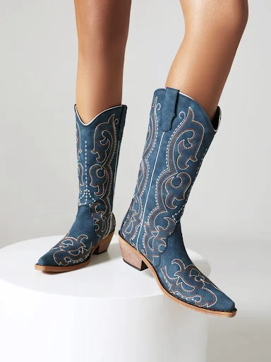 Title 7, Botas femininas de outono e inverno com bordado...