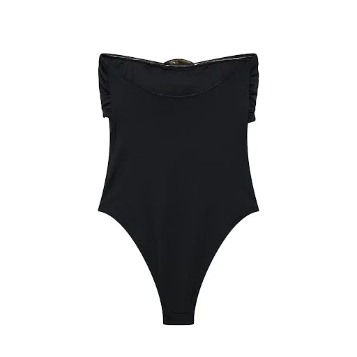 Title 9, Womens black swimsuit with chest metal decorat...