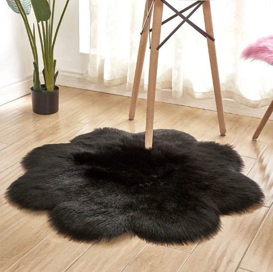 Kunstwollen tapijt bloemvormig schapenvacht harig tapijt imitatie mat zitzak bont warm tapetes vloermat zacht oppervlak — foto 8