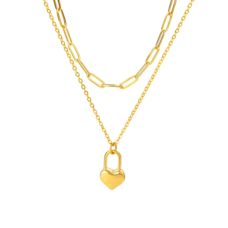 Colar feminino com pingente de coração multicamadas, corrente de aço inoxidável, gargantilha com zircônia, estrela e lua, joia da moda. — foto 2