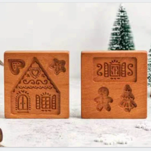 Title 8, Portable Home Wooden Gingerbread Cookie Mold DI...