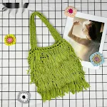 European and American Handmade Solid Color Tassel Bag Ethnic Style. A stylish, versatile bag perfect for adding a bohemi — photo 1