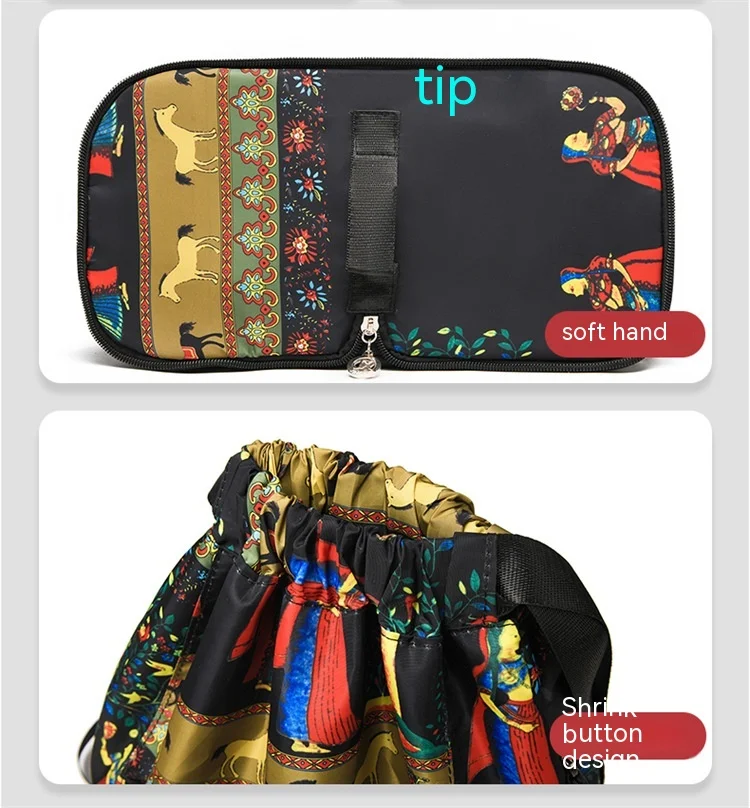 Mochila dobrável de nylon com impressão e grande capacidade para fitness. Armazene tudo com praticidade e leveza. Perfeita para academia e viagens. — foto 4