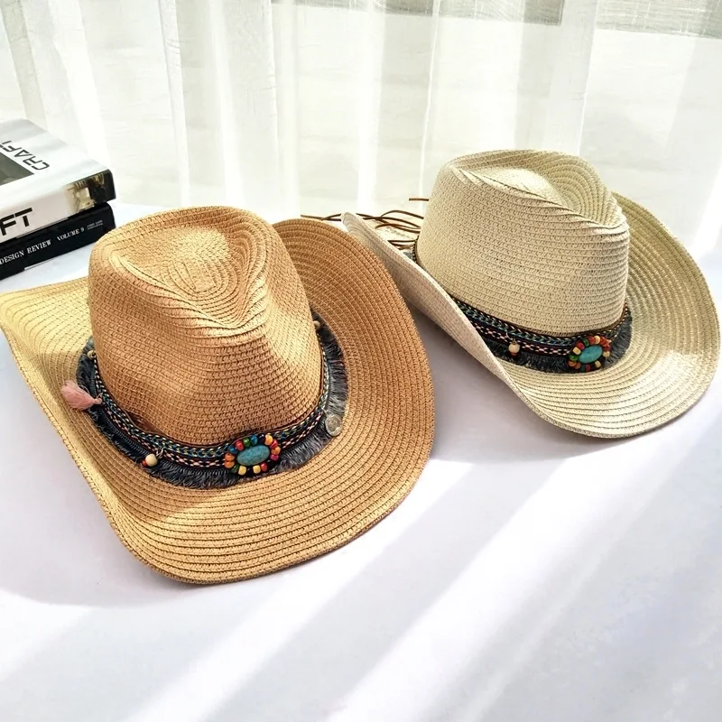 Title 6, Western Cowboy Straw Hat Womens Big Eaves Outdoor