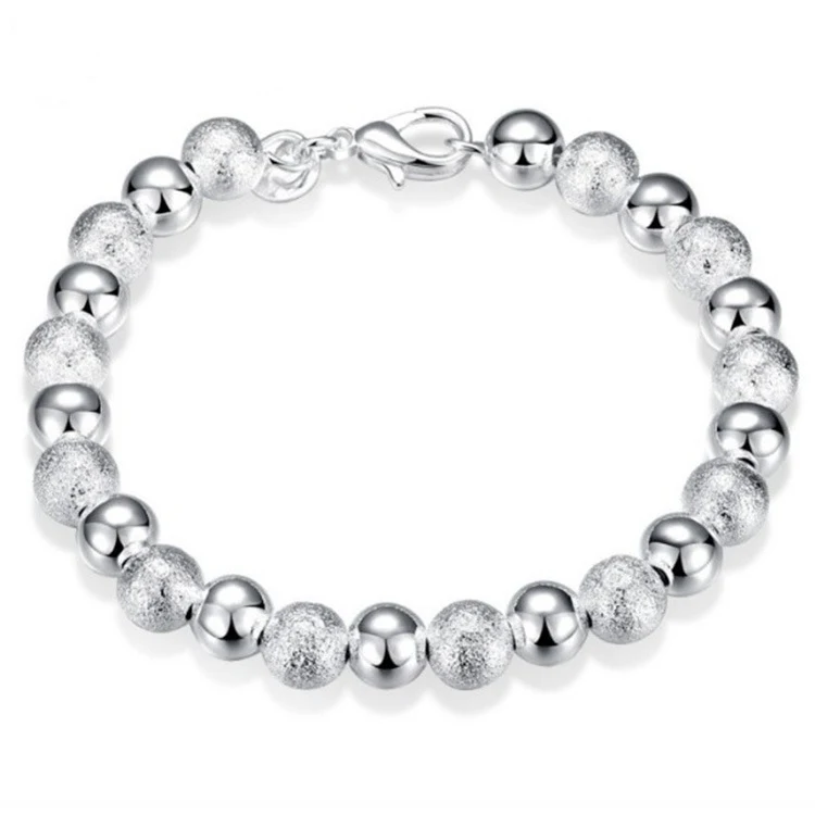 Pulseira de contas de areia 8MM banhada a prata, um acessório elegante e versátil para realçar seu estilo diário e complementar qualquer look. — foto 5