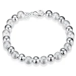 Pulseira de contas de areia 8MM banhada a prata, um acessório elegante e versátil para realçar seu estilo diário e complementar qualquer look. — foto 5
