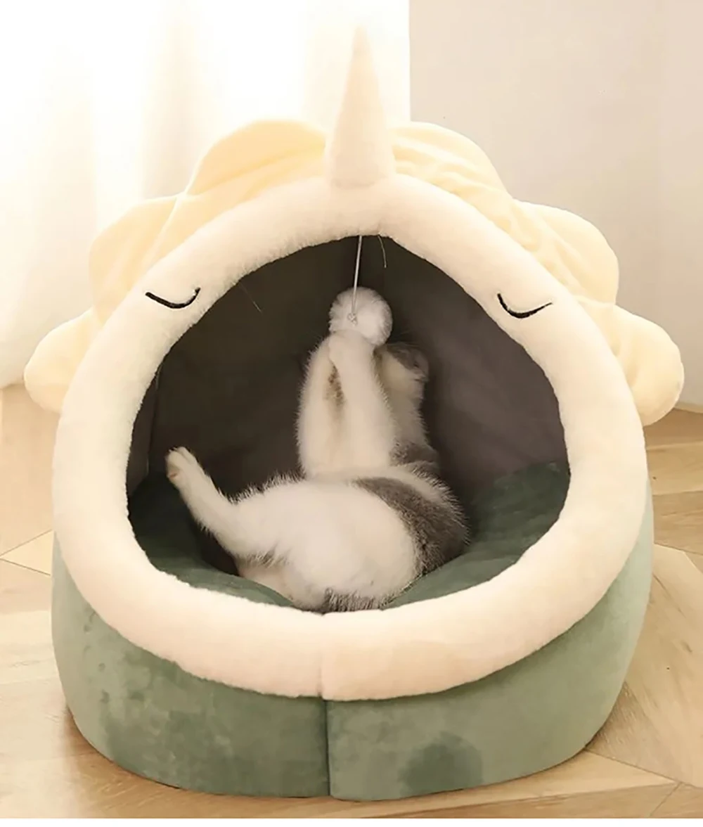 Title 13, Semi-closed Cat Bed Mat Winter Warm Cat House T...