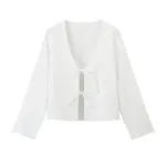 Women's Deep V Bell Sleeve Tied Top, offering a flattering silhouette and stylish look. Perfect for creating both casual — photo 1