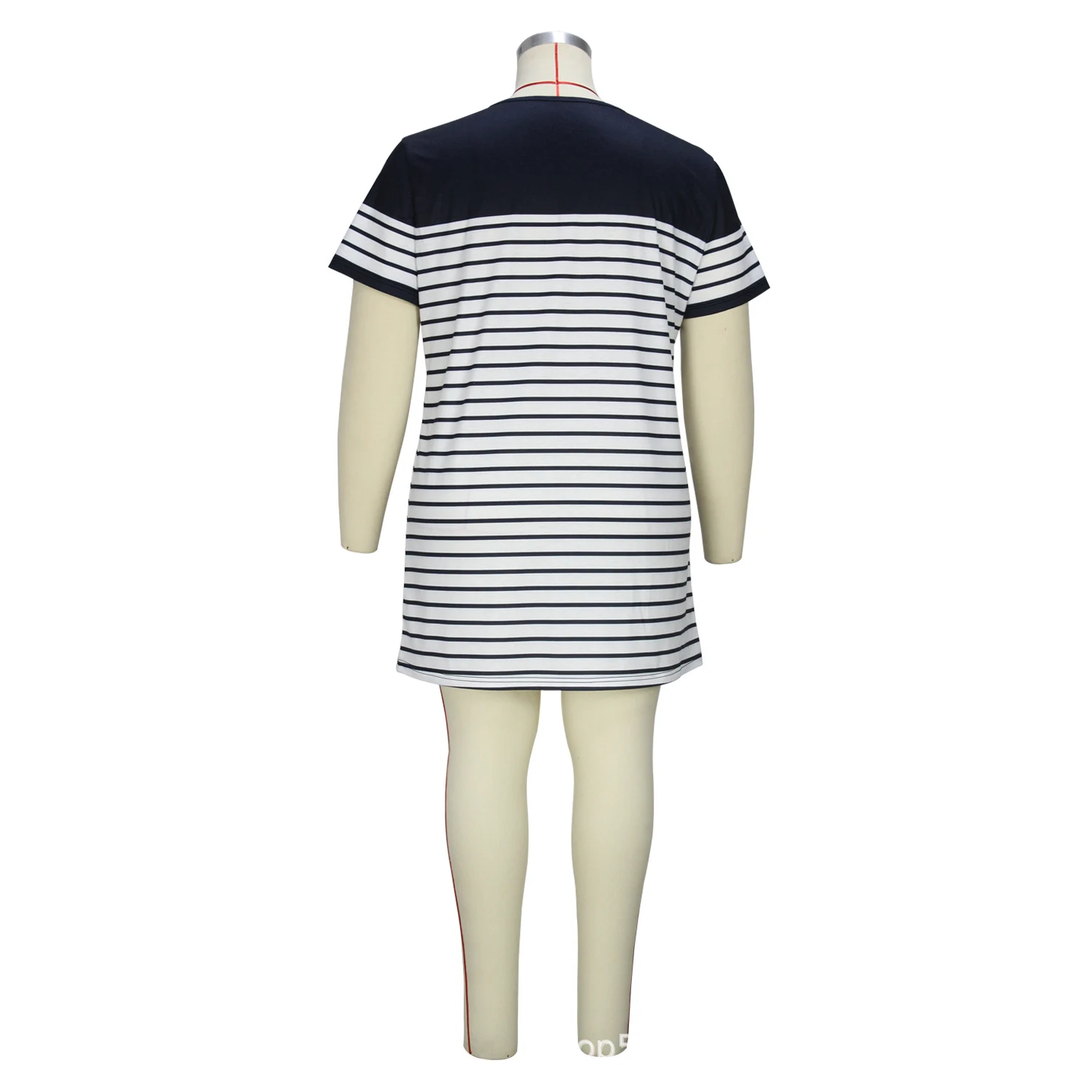Simple Casual Style Classic Striped Regular Round Neck Short Sleeve One-step Short Skirt — photo 3