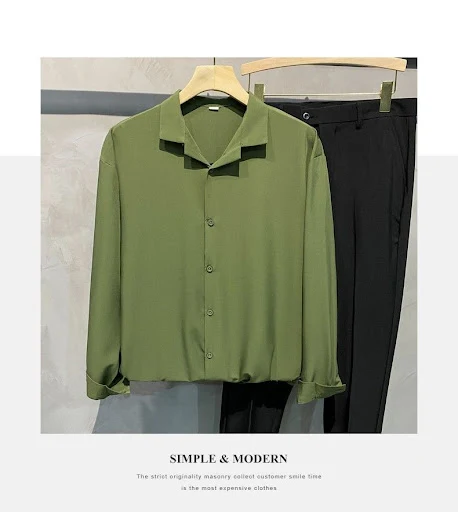 Title 11, Mens Plus Size Loose Long-sleeved Shirt Korean...