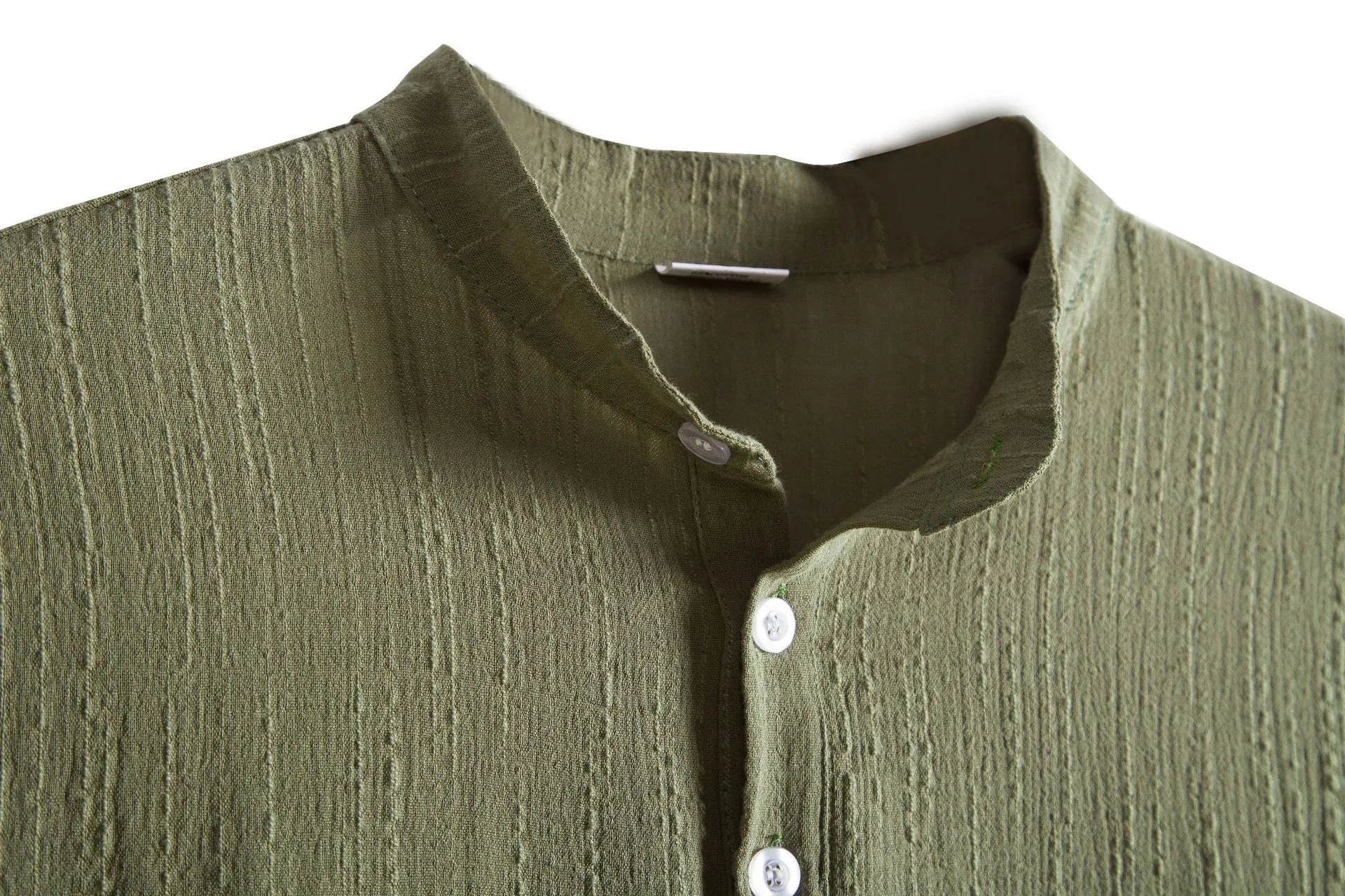 Title 11, Camisa Masculina Algodão Linho Gola Padre Confo...