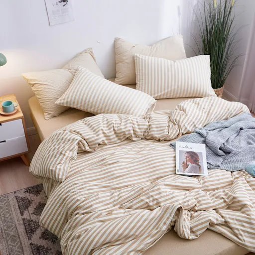 Title 8, Tianzhu Cotton Bedding Set Four-Piece Striped K...