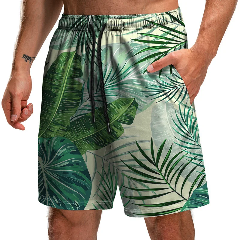 Title 10, Summer New Leaf Series 3D Printed Shorts Loose ...