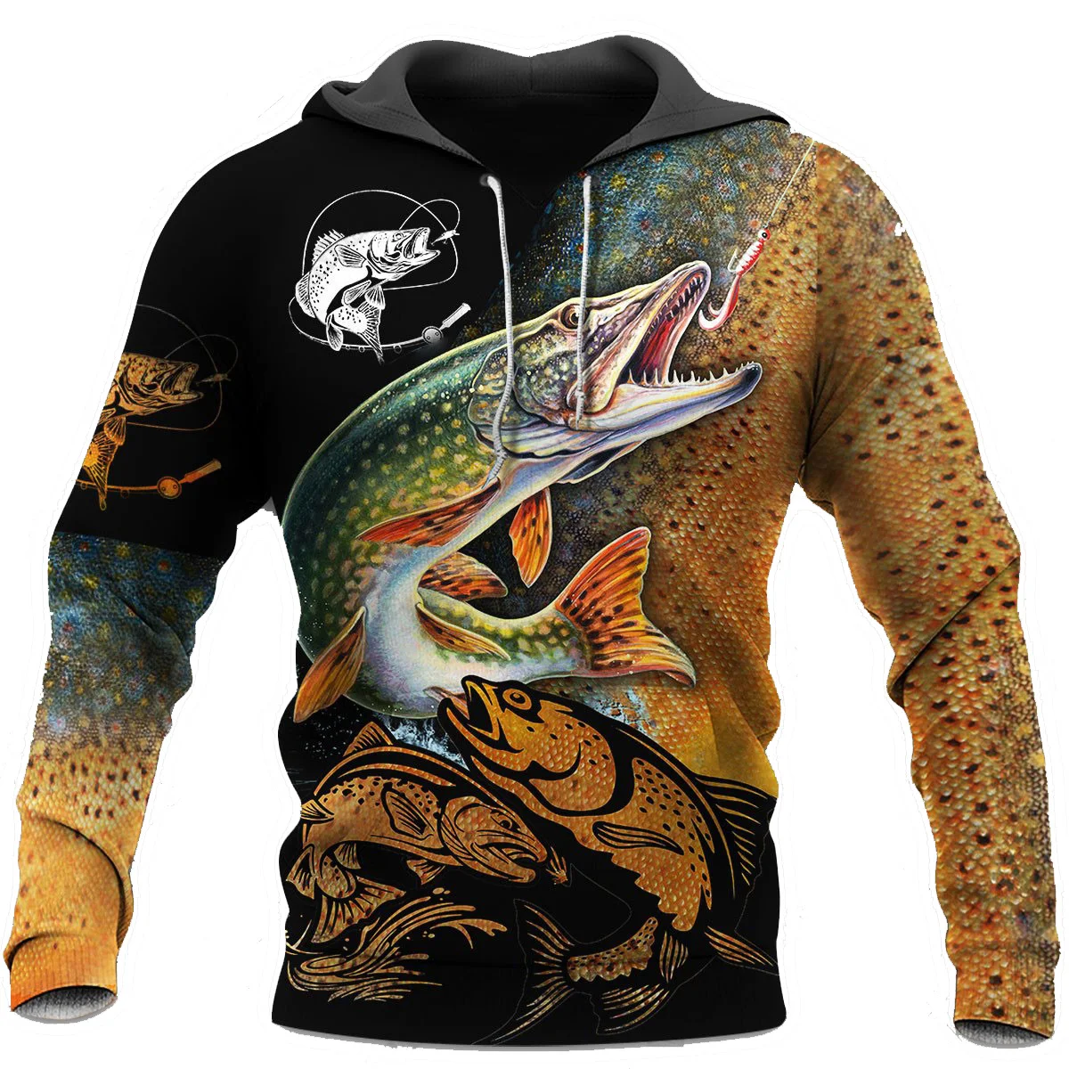Moletom masculino com capuz, pesca no mar, série Fishing, impressão 3D, suéter. Conforto e estilo para pescadores apaixonados. — foto 7