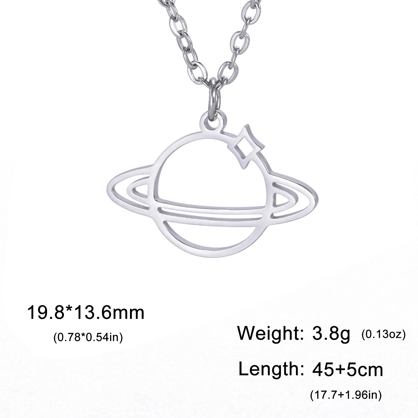 Colar com pingente de planeta oco em aço titânio, banho de ouro 18K real, não desbota, joia elegante e moderna para todas as ocasiões. — foto 8