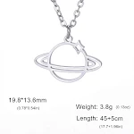 Colar com pingente de planeta oco em aço titânio, banho de ouro 18K real, não desbota, joia elegante e moderna para todas as ocasiões. — foto 8