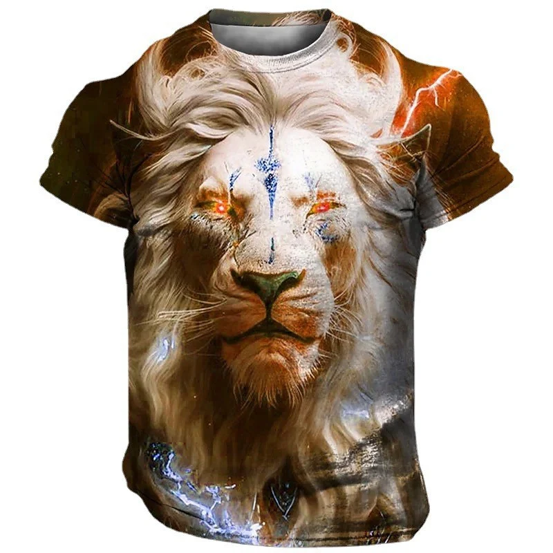 Title 4, T-shirt da uomo con stampa 3D leone, manica cor...