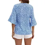 V-neck Chiffon Bell Sleeve Loose Short-sleeved Shirt. Comfortable, stylish, and perfect for warm weather. A lightweight — photo 9