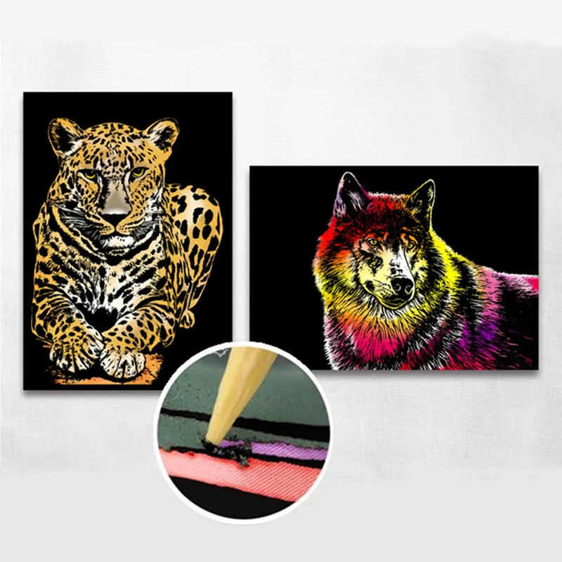 Cartões de papel de raspar para crianças Crie arte mágica Raspe para revelar cores vibrantes Perfeito para artesanato e diversão infantil. — foto 4