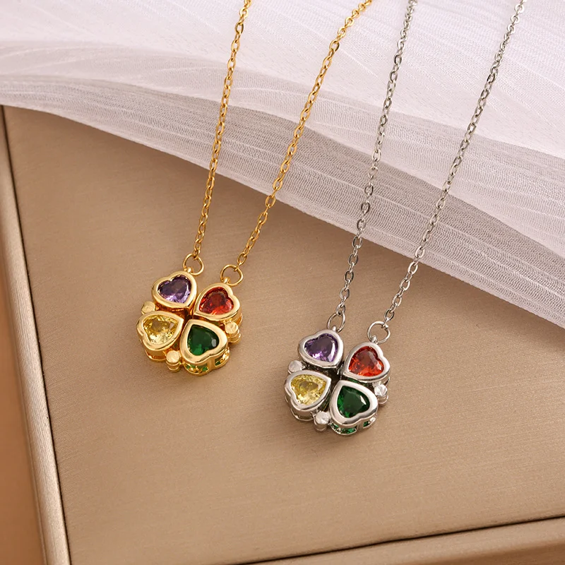 Colar feminino com pingente de trevo de quatro folhas malaquita coreano. Símbolo de sorte e elegância, um acessório perfeito. — foto 8