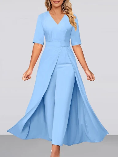 Title 3, Damesmode jumpsuit met V-hals en korte mouwen, ...