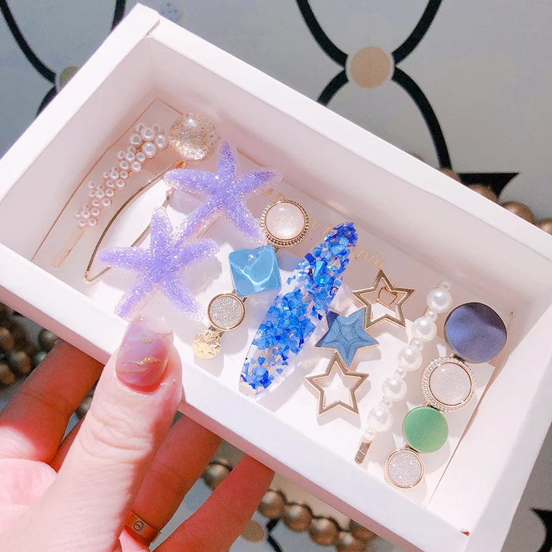 Horquilla coreana retro Deep Sea Mermaid con perlas veteadas para el cabello. Accesorios de moda para un look romántico y elegante. — foto 4