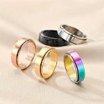 Bracelete Anel Simples Rotativo de Aço Titânio para Mulheres Joia Moderna e Versátil Design Giratório e Conforto Para Uso Diário e Especial — foto 9