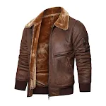 Heren leren en bontjas herfst winter, casual, multi-zakken, revers, kort, fluweel, warm en stijlvol voor de man. — foto 4