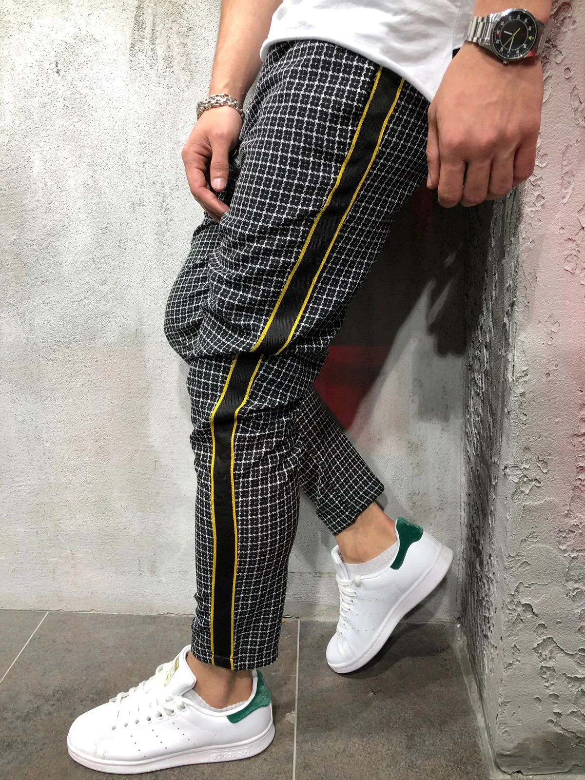 Slim-fit Casual Trousers with Webbing Stitching, Lattice Detail, and Tether. Comfortable and stylish for everyday casual — photo 3