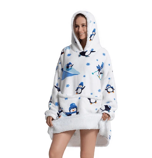 Hooded Pyjama Dekens TV Warme Outdoor Kleding Ultiem comfort voor binnen en buiten. Deze warme en veelzijdige kleding is ideaal om te ontspannen. — foto 2