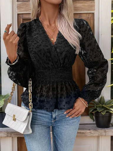 Title 4, Womens Fall Waist-controlled Top Black V-neck ...
